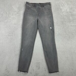 Spanx Jeans Pants Womens Large Distressed Skinny Grey Ankle Pull On Stretch